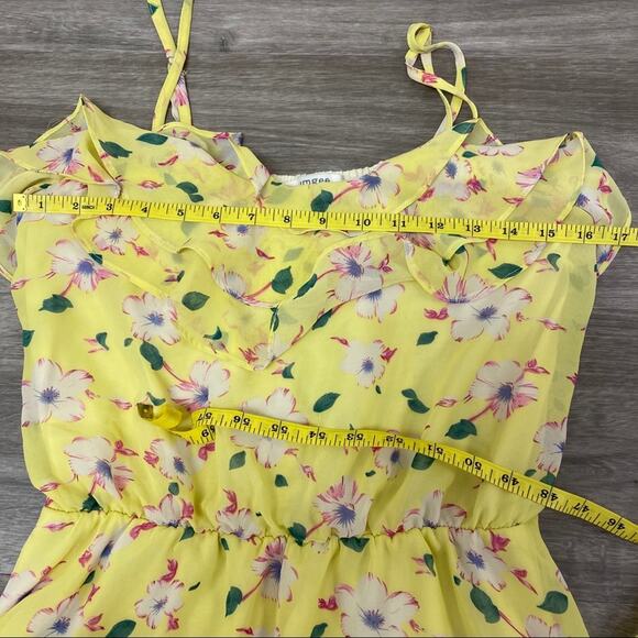 Umgee Ruffle Floral Star Dress Yellow Size M - Picture 6 of 8